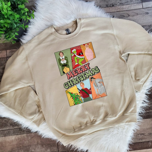 Christmas Characters Sand Color  Sweatshirt