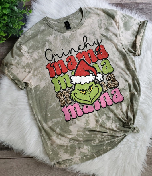 Grinchy Mama Bleached Tee