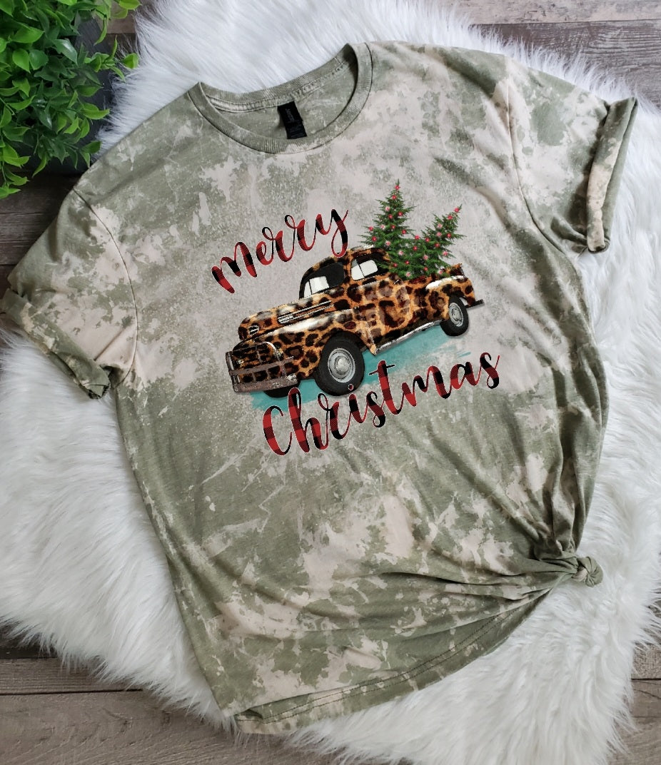 Merry Christmas Bleached Tee