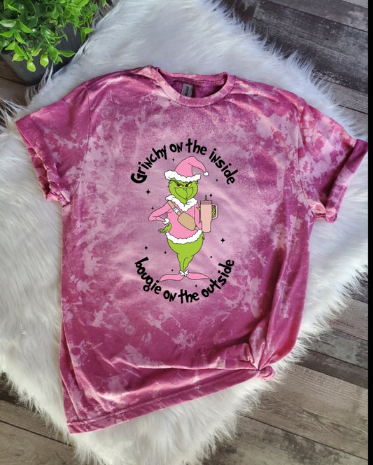 Grinchy on the Inside Bougie on the Outside Bleached Tee