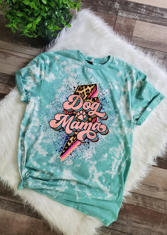 Dog Mama Leopard Bleached tee