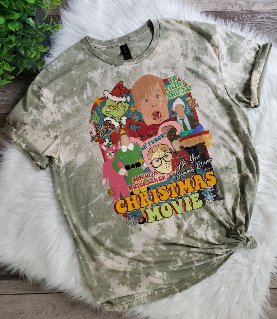 Classic Christmas Movie Bleached Tee