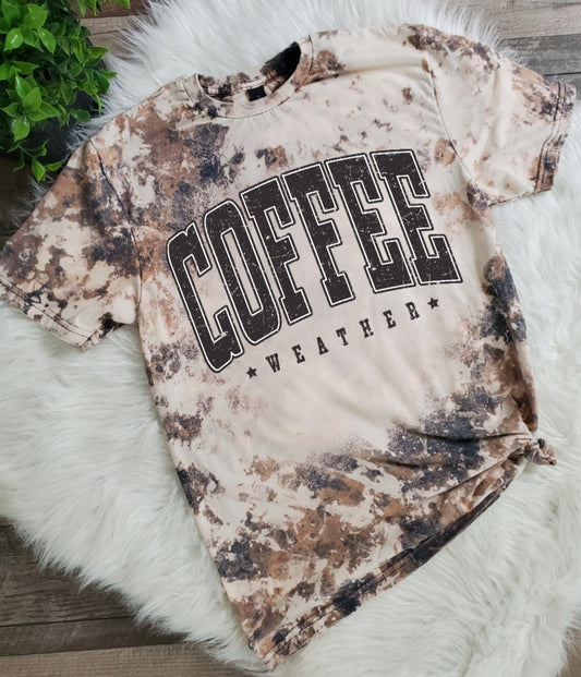 Coffee Weather Varsity Cowhide Bleached tee