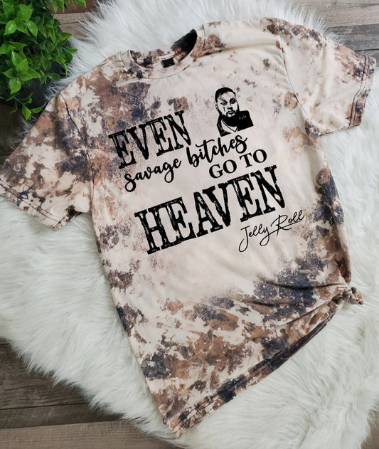 Even Savage B Go to Heaven Cowhide Bleached tee