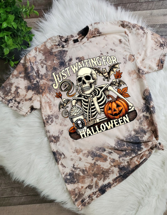 Just Waiting For Halloween  Cowhide Bleached tee