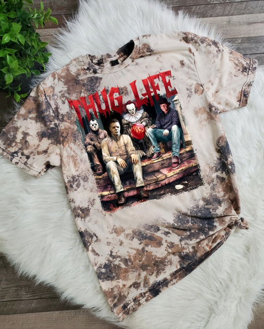 Thug Life Halloween  Cowhide Bleached tee