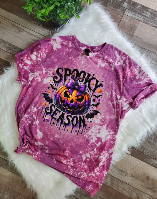 Spooky Season Halloween Bleached Tee