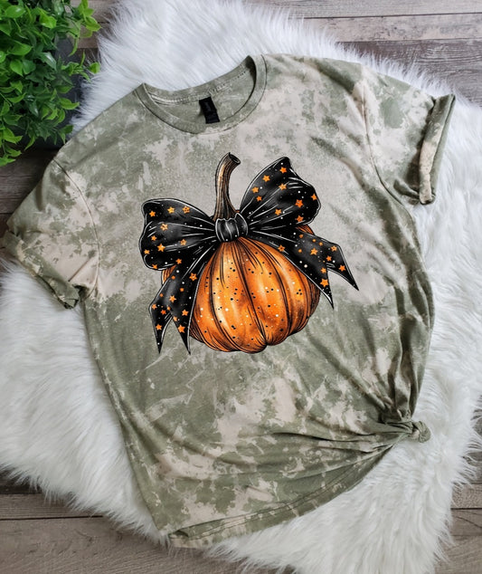 Pumpkin Fall Halloween Bleached Tee