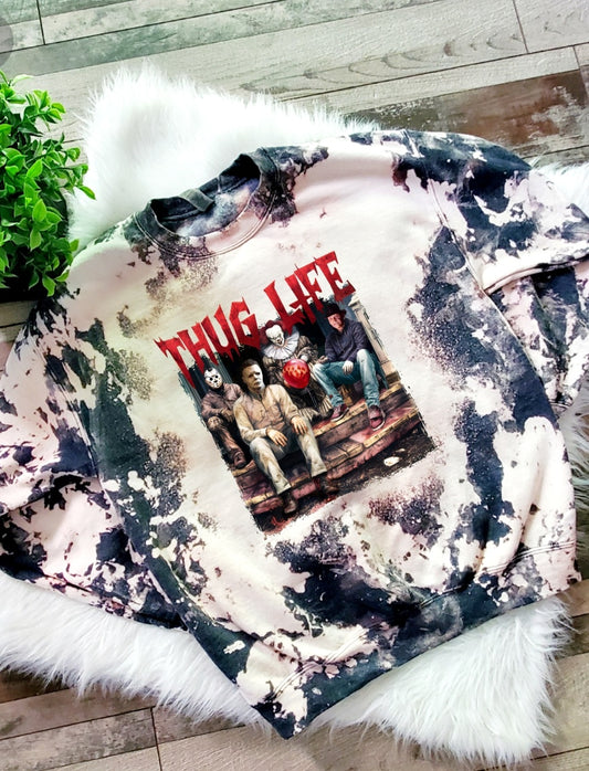 Thug Life Halloween Bleached Sweatshirt