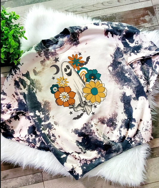 Retro Ghost Floral Bleached Sweatshirt