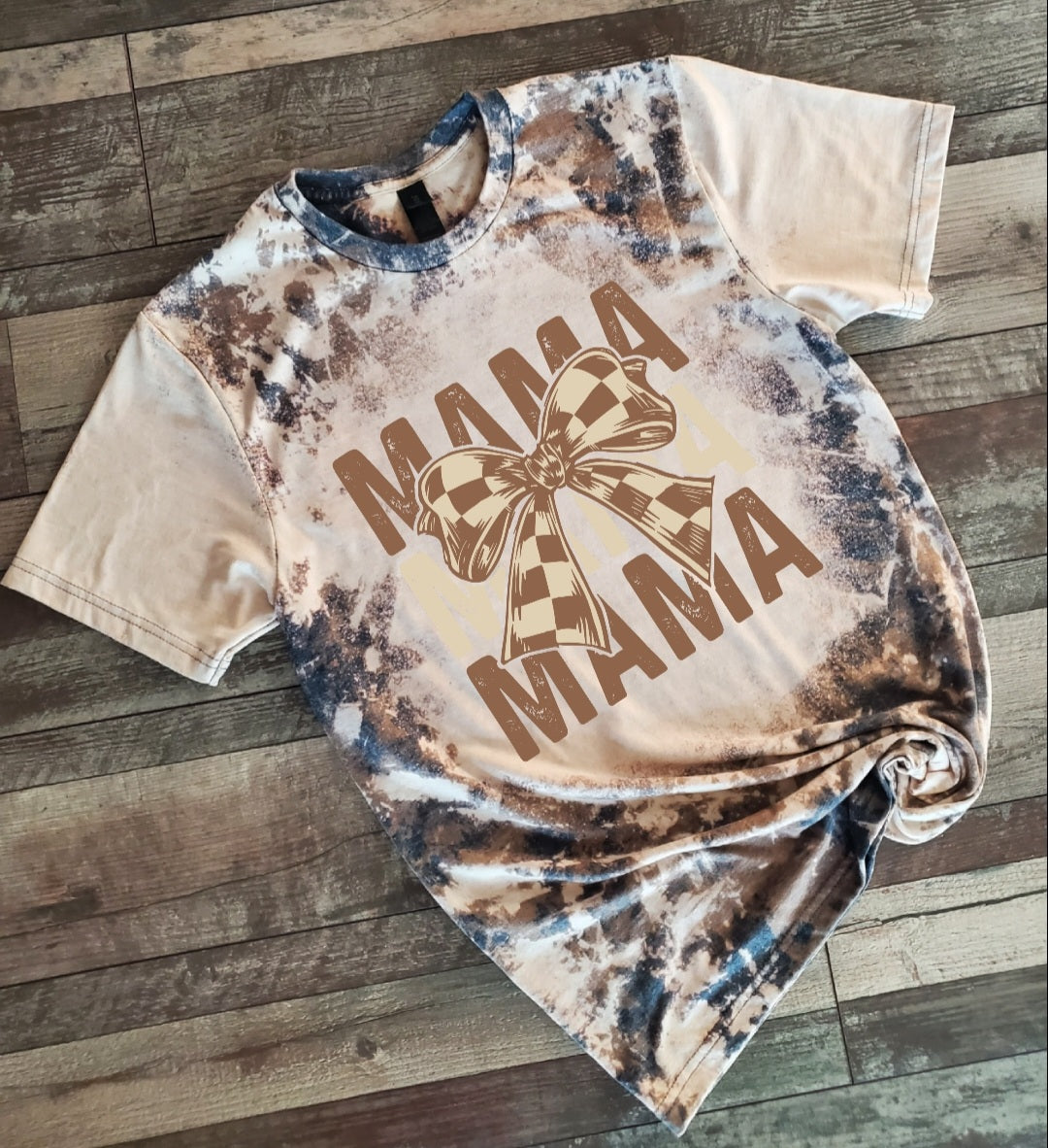 Mama Checkered Cowhide Bleached tee