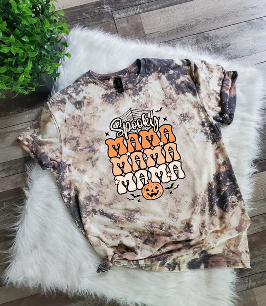 Spooky Mama Pumpkin Bleached Tee