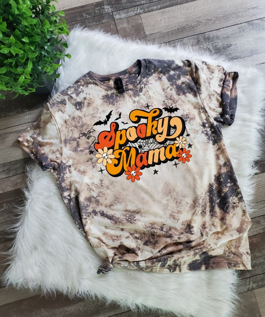 Spooky Mama Halloween Bleached Tee