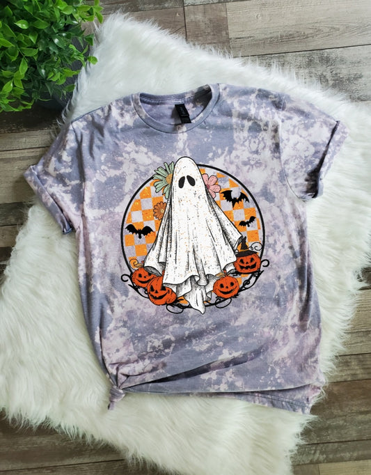 Retro Ghost Halloween Bleached Tee